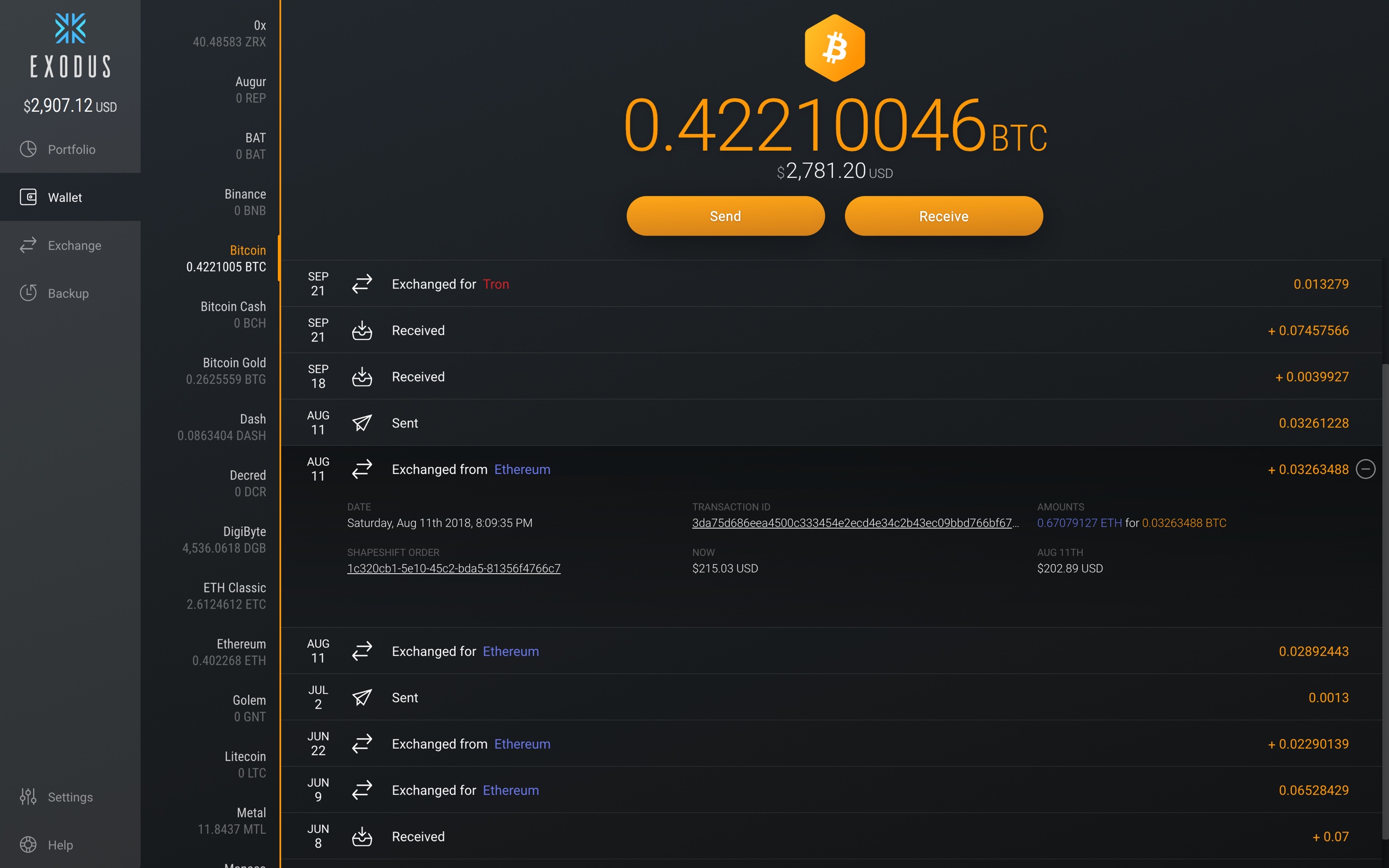 crypto wallet screenshot