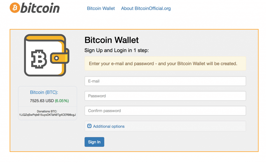 website bitcoin wallet