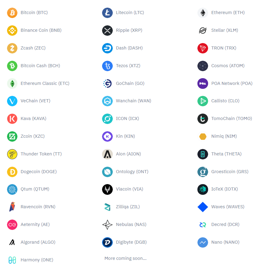 list of assets trust wallet