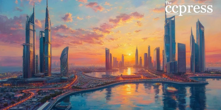 abu dhabi futuristic sunset