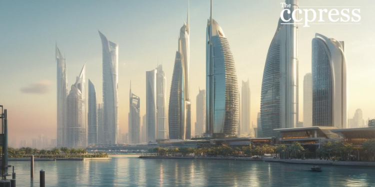 abu dhabi skyline oil painting