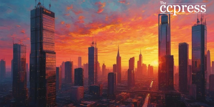 bitcoin cityscape tech progress