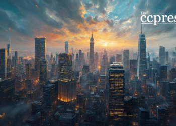 blockchain city skyline art