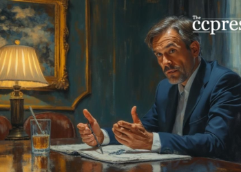 boardroom finance discussion painting