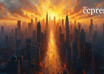 bull market cityscape painting
