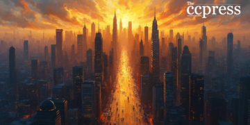 bull market cityscape painting