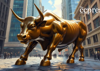 bull statue urban oil painting