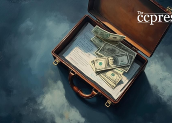 business briefcase oil painting