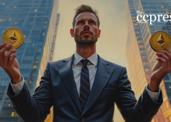 businessman balancing ethereum