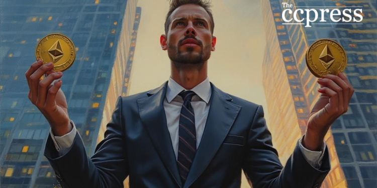 businessman balancing ethereum