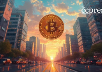bustling city bitcoin symbol oil