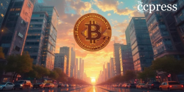 bustling city bitcoin symbol oil