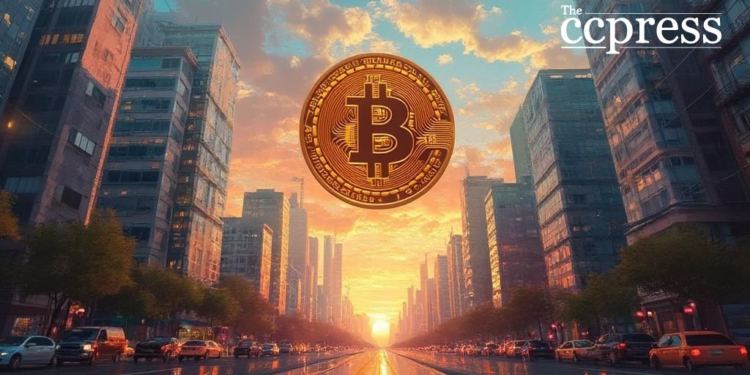 bustling city bitcoin symbol oil