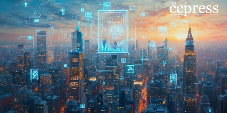 bustling cityscape digital art