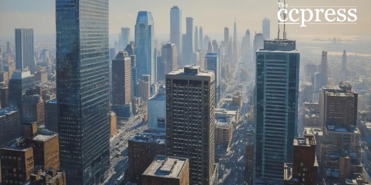 bustling cityscape jpmorgan art