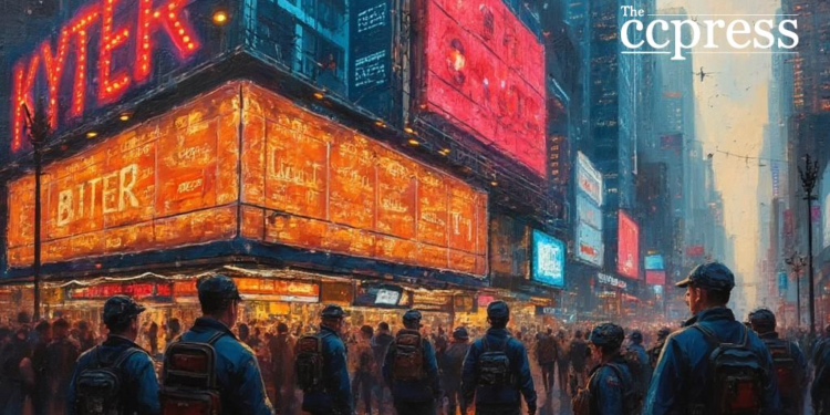 bustling crypto market scene