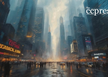 bustling financial canvas