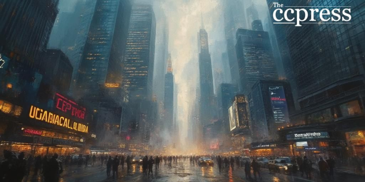 bustling financial canvas