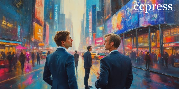 bustling fintech cityscape art