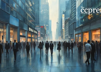 bustling modern cityscape art