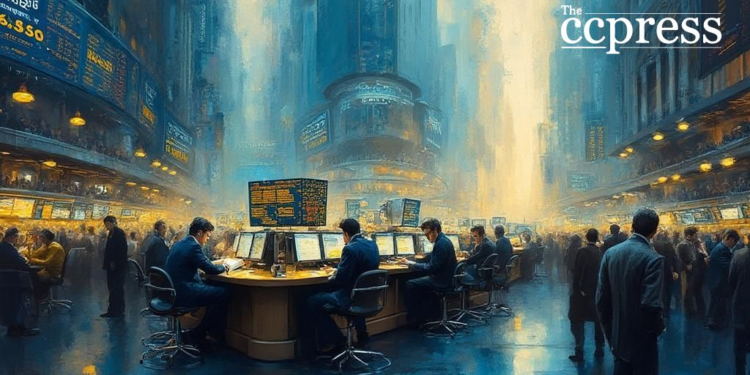 bustling stock exchange oil