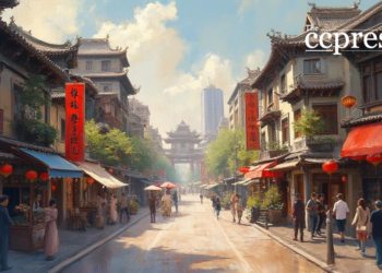 bustling urban chinese architecture