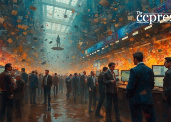 chaotic market oil painting