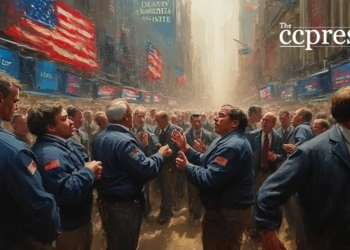chaotic stock market painting