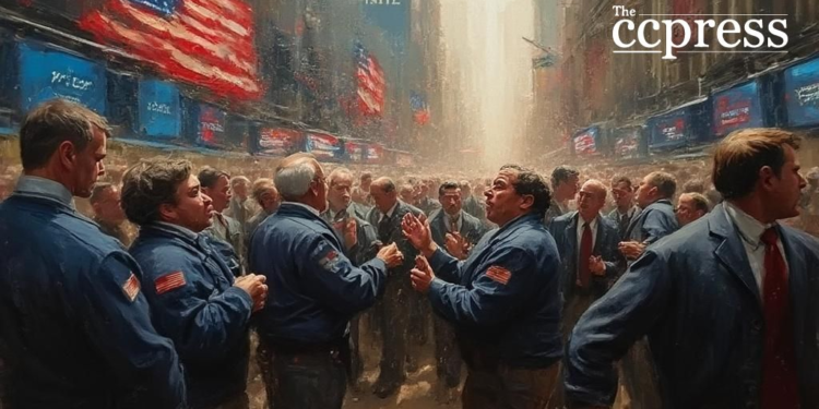 chaotic stock market painting