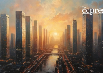 cityscape evening light painting