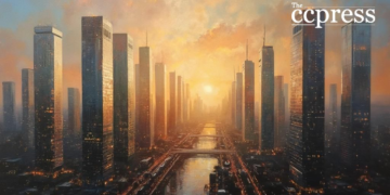 cityscape evening light painting