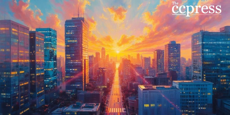 cityscape growth oil painting