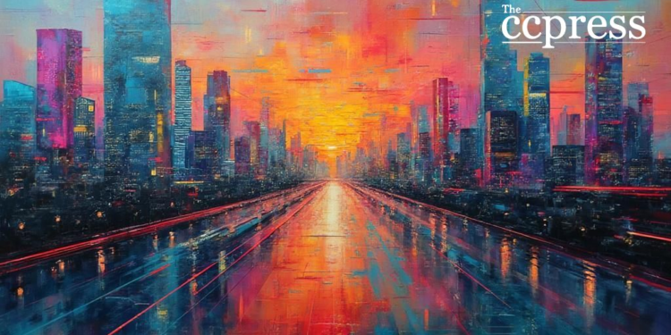 cityscape innovation oil art