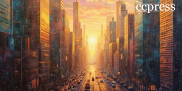 cityscape innovation oil painting