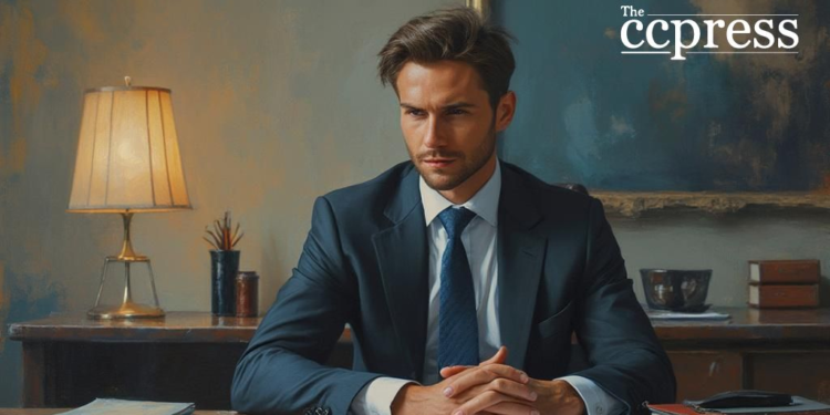 confident businessman oil painting