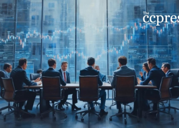 corporate meeting oil painting