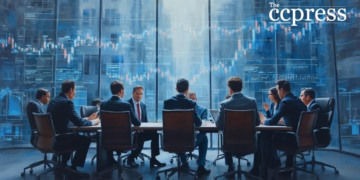 corporate meeting oil painting