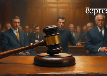 courtroom drama oil painting