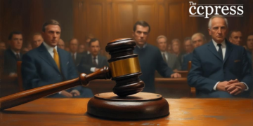 courtroom drama oil painting