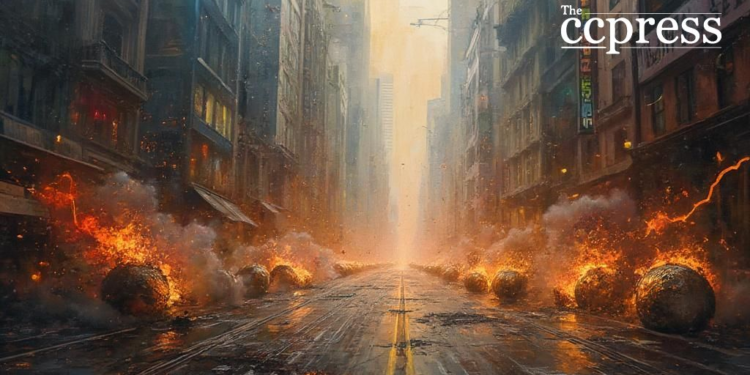 crypto market chaos oil painting