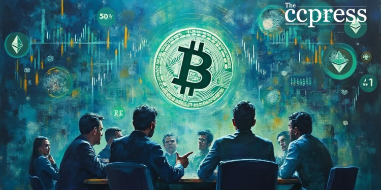 crypto market oil painting scene