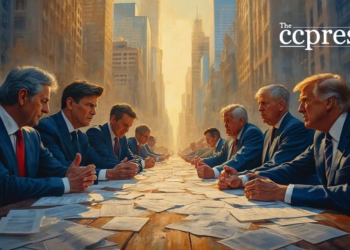 crypto politics oil painting