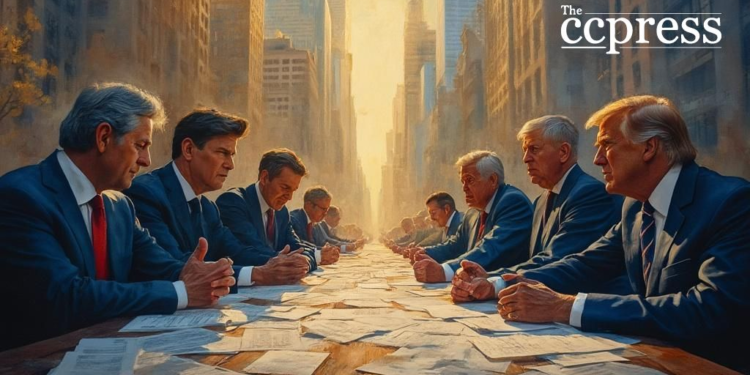 crypto politics oil painting