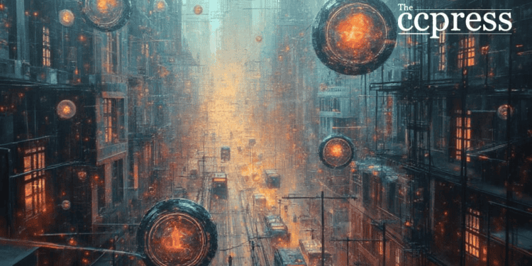 crypto urban dreamscape painting