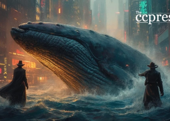 crypto whale trading oil painting