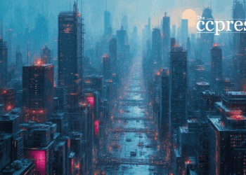 cyber cityscape oil painting
