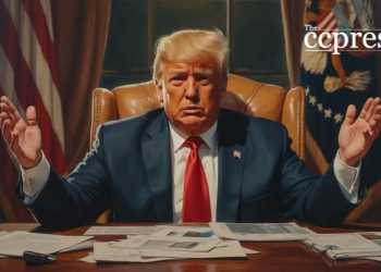 determined trump oil painting