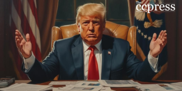 determined trump oil painting