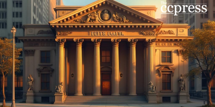 digital bank facade oil painting