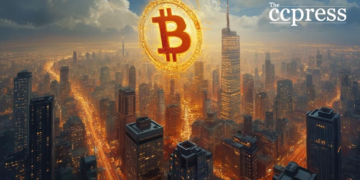 digital bitcoin cityscape painting